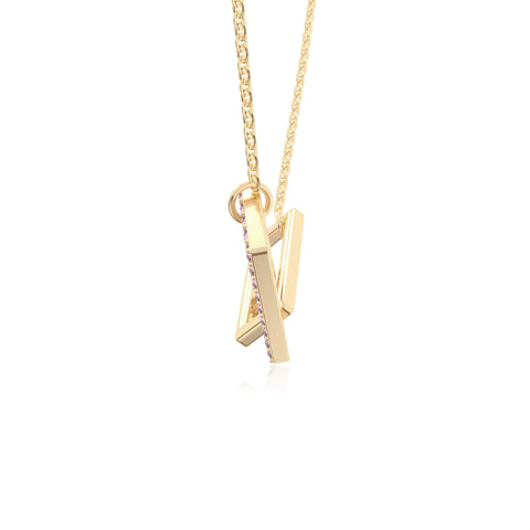 natural pink tourmaline interlock necklaces in yellow gold vermeil 