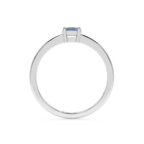 australian opal round cab stackable prong-set ring