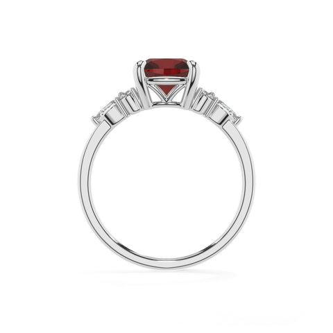 natural garnet cushion solitaire engagement ring