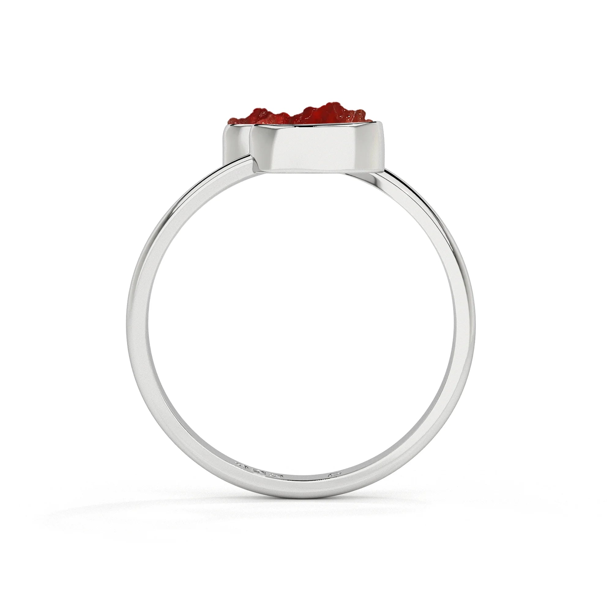 red-garnet rough shape stackable bezel-set ring