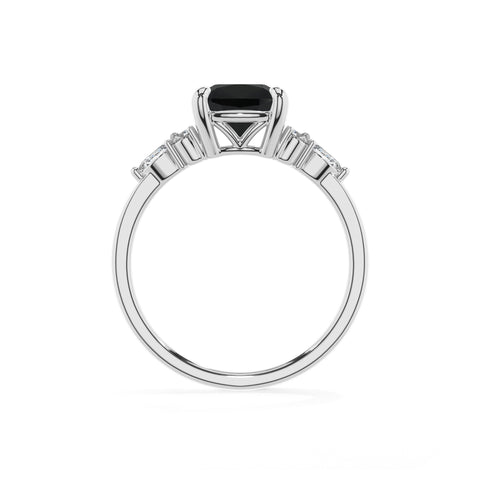 natural black-onyx cushion solitaire engagement ring