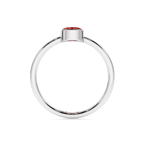 red garnet oval cut stackable bezel-set ring