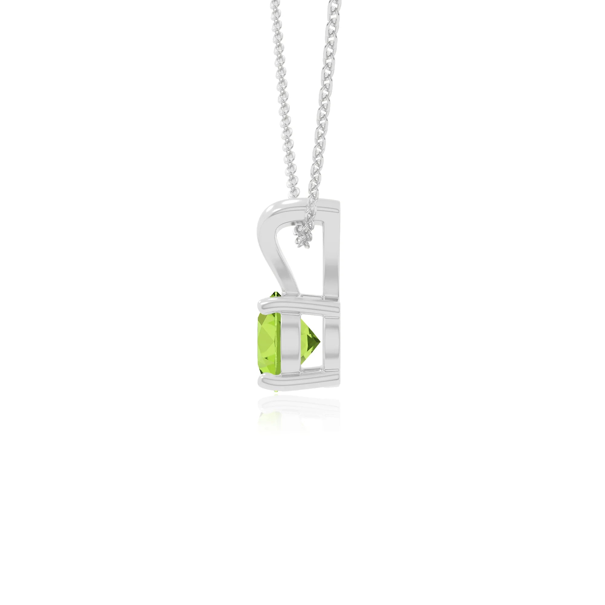 peridot v-bale solitaire necklaces in sterling silver 