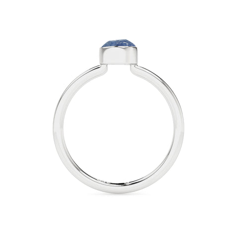 blue-sapphire rough shape stackable bezel-set ring