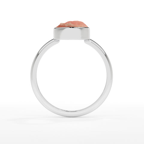 rhodochrosite rough shape stackable bezel-set ring