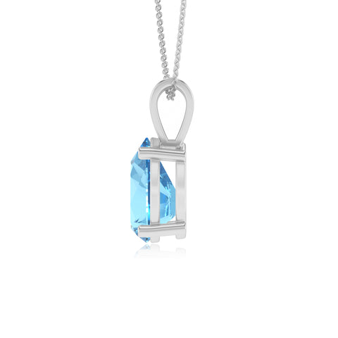 natural swiss blue topaz pear shape solitaire v-bale pendant necklace