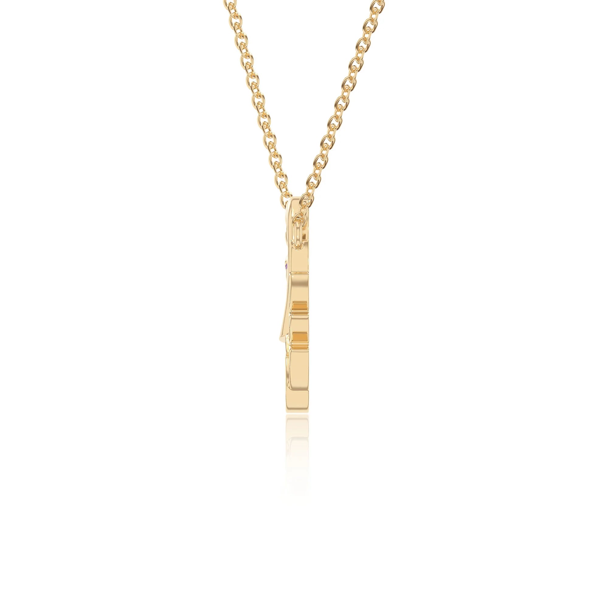 natural amethyst mother child swan necklaces in yellow gold vermeil 