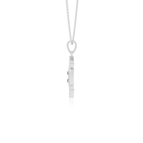 natural garnet 4 petal flower necklaces in sterling silver 