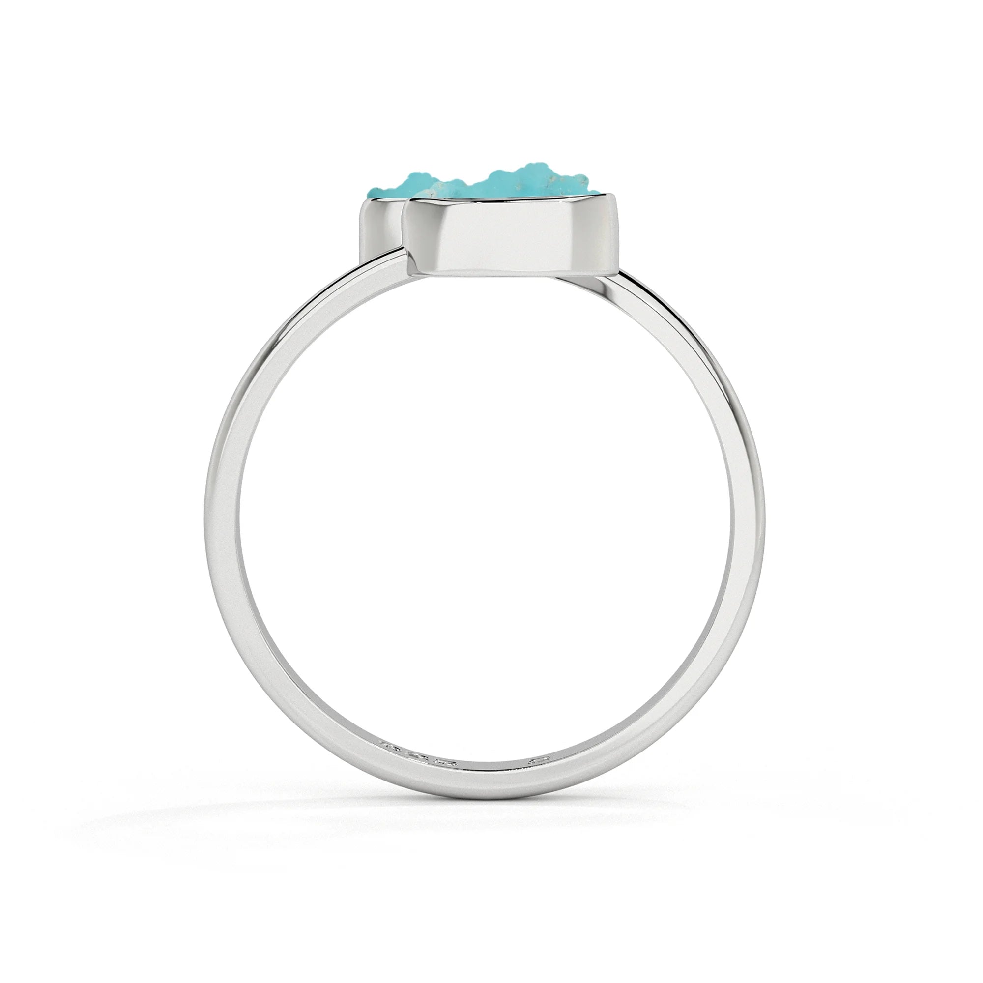 turquoise rough shape stackable bezel-set ring