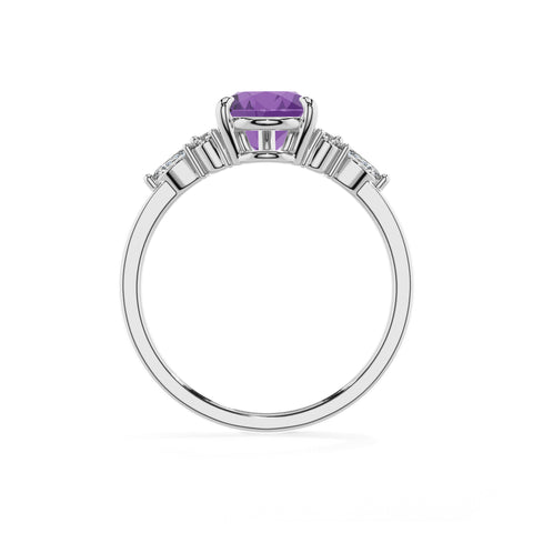 lab grown amethyst pear solitaire engagement ring