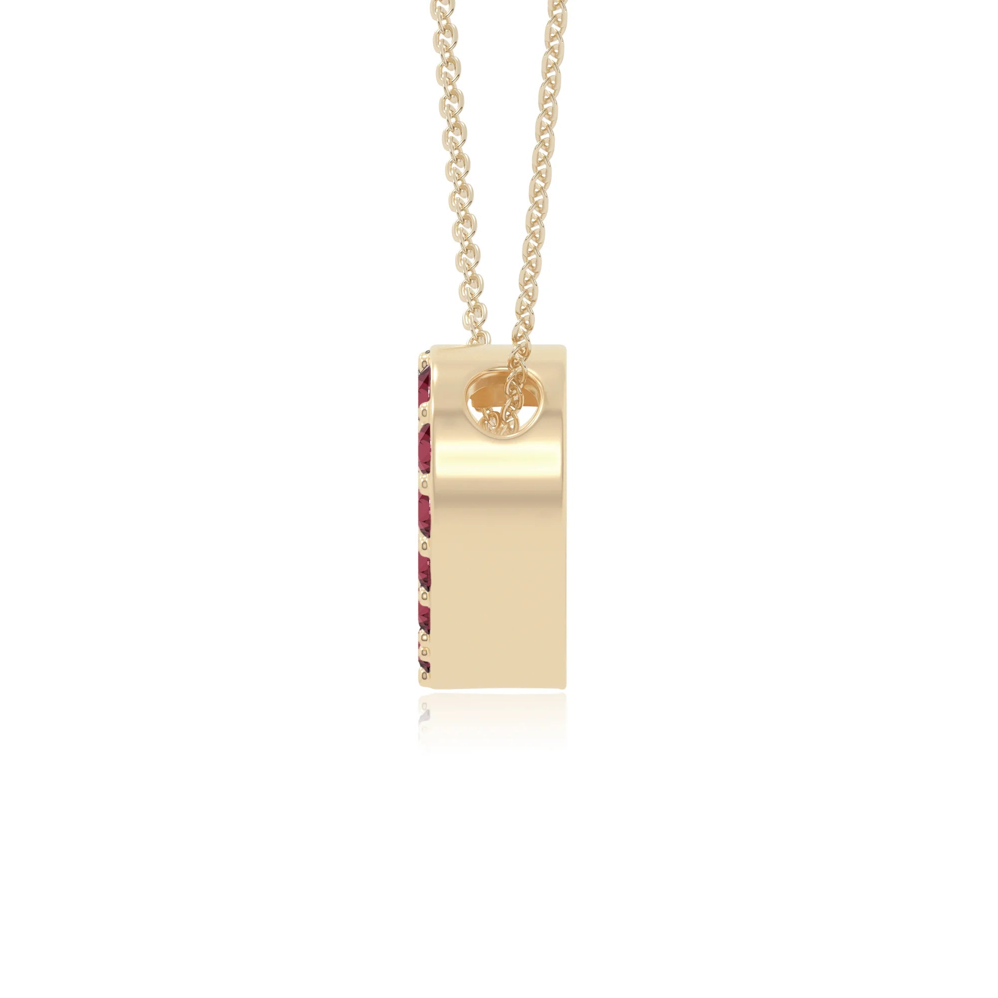 natural ruby studded heart necklaces in yellow gold vermeil 