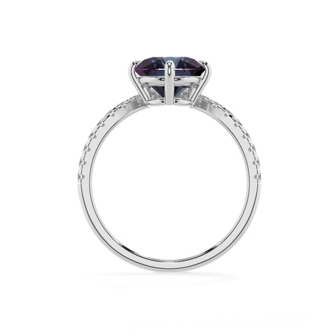 lab grown alexandrite round solitaire engagement ring