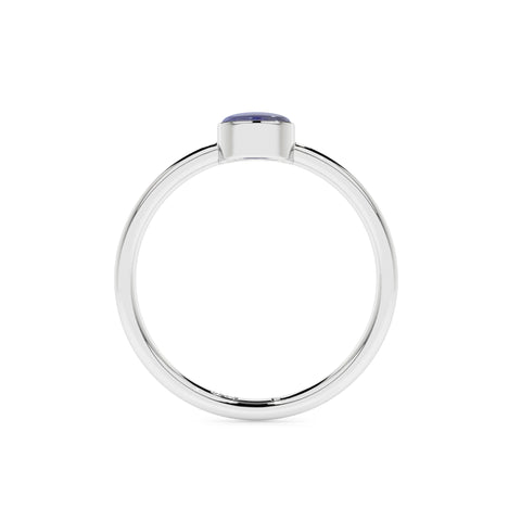 lapis lazuli round cab stackable bezel-set ring