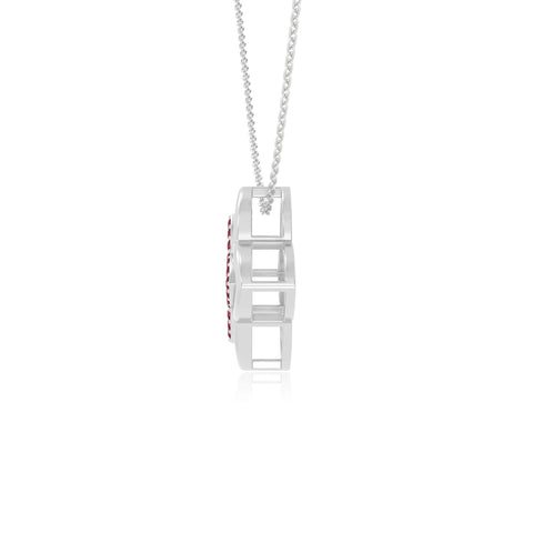 natural ruby 4 petal flower necklaces in sterling silver 