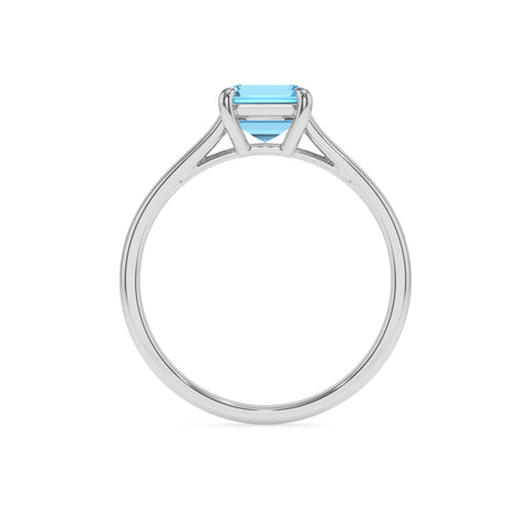 natural swiss blue topaz emerald cut solitaire engagement ring