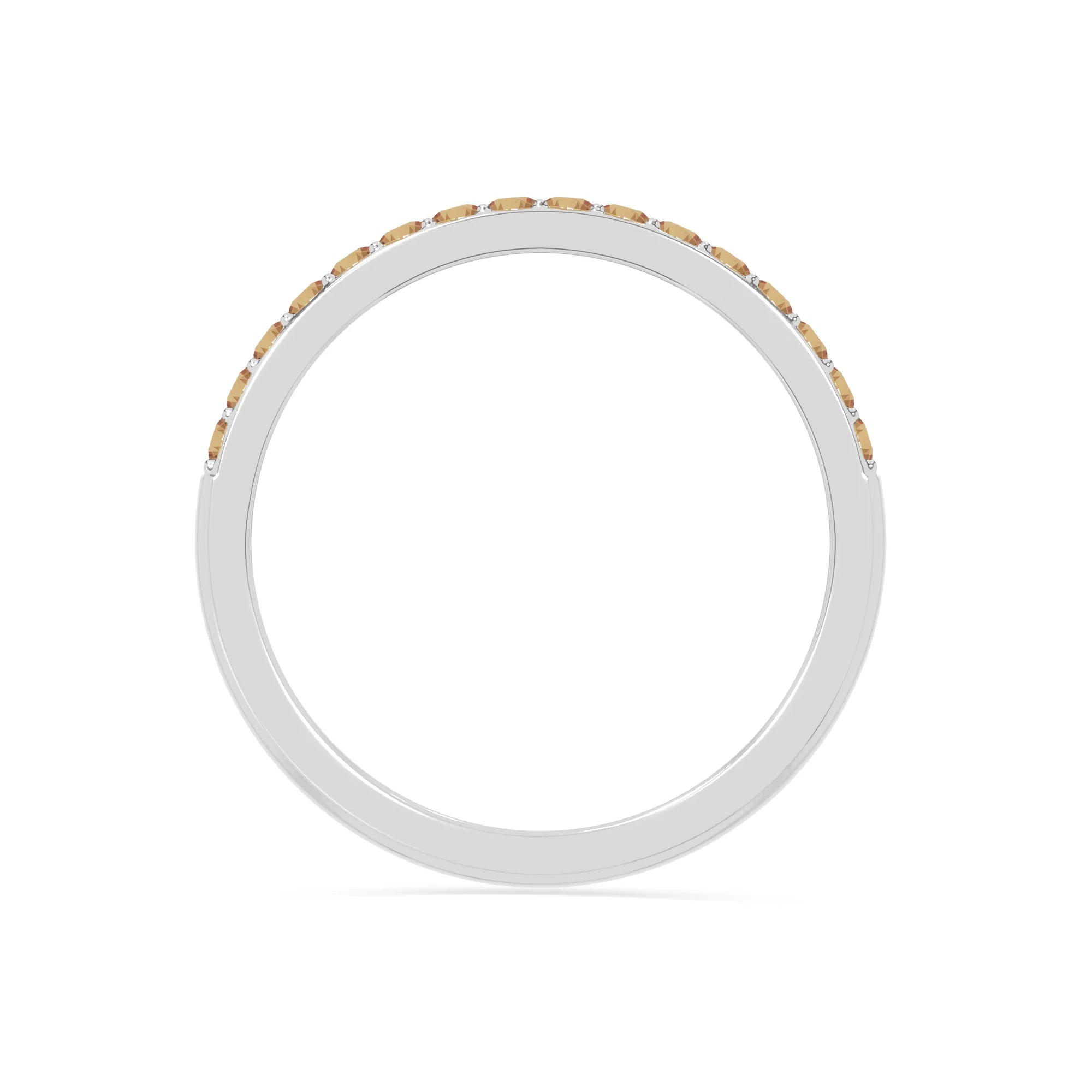 natural citrine half eternity band rings in sterling silver 