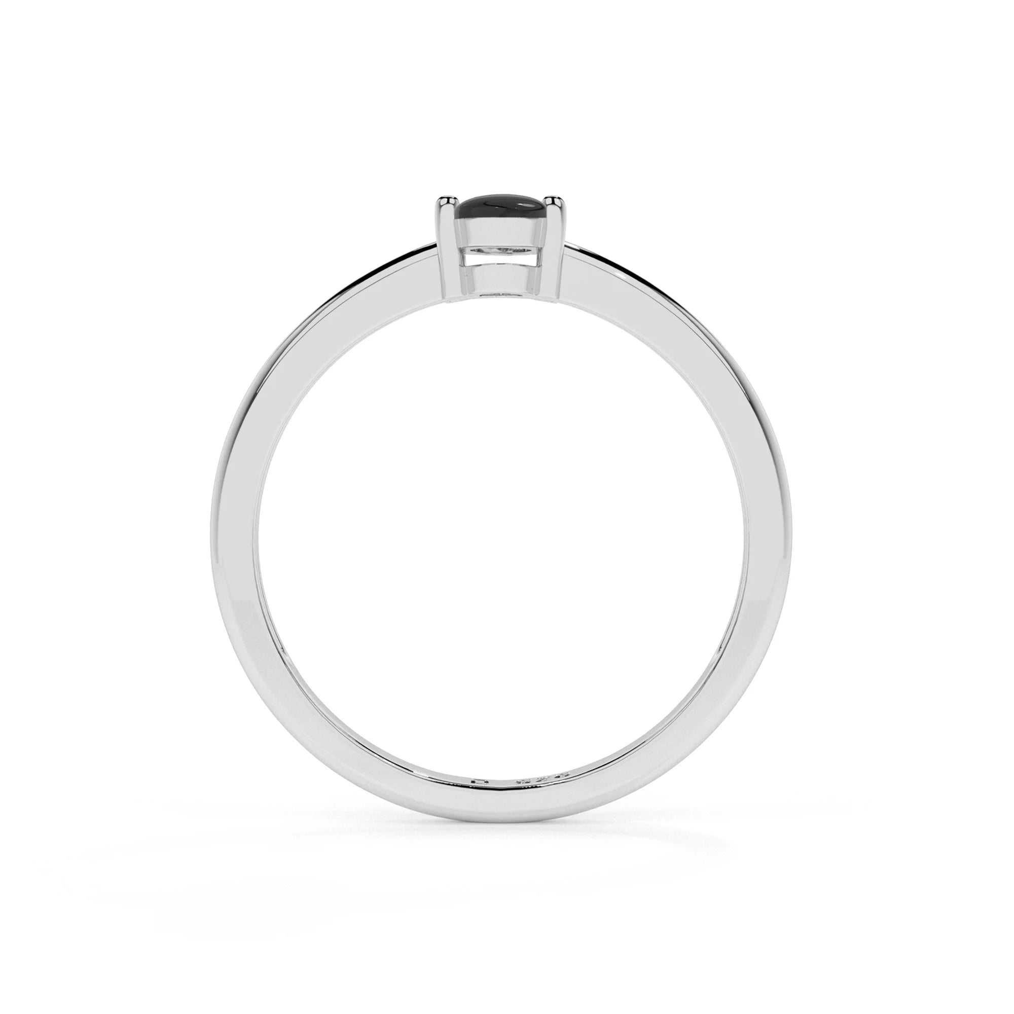 black onyx oval cab stackable prong-set ring