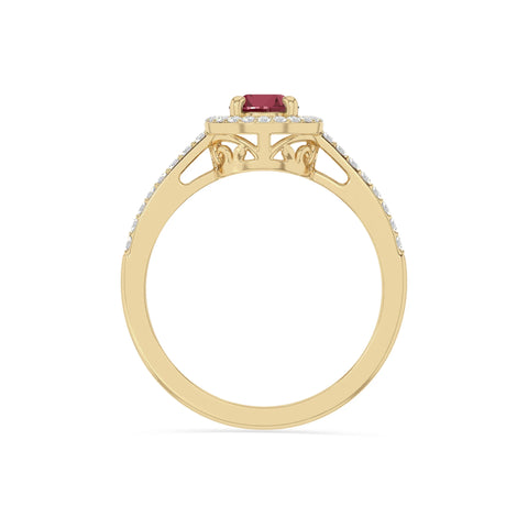 natural ruby solitaire halo engagement rings in yellow gold vermeil