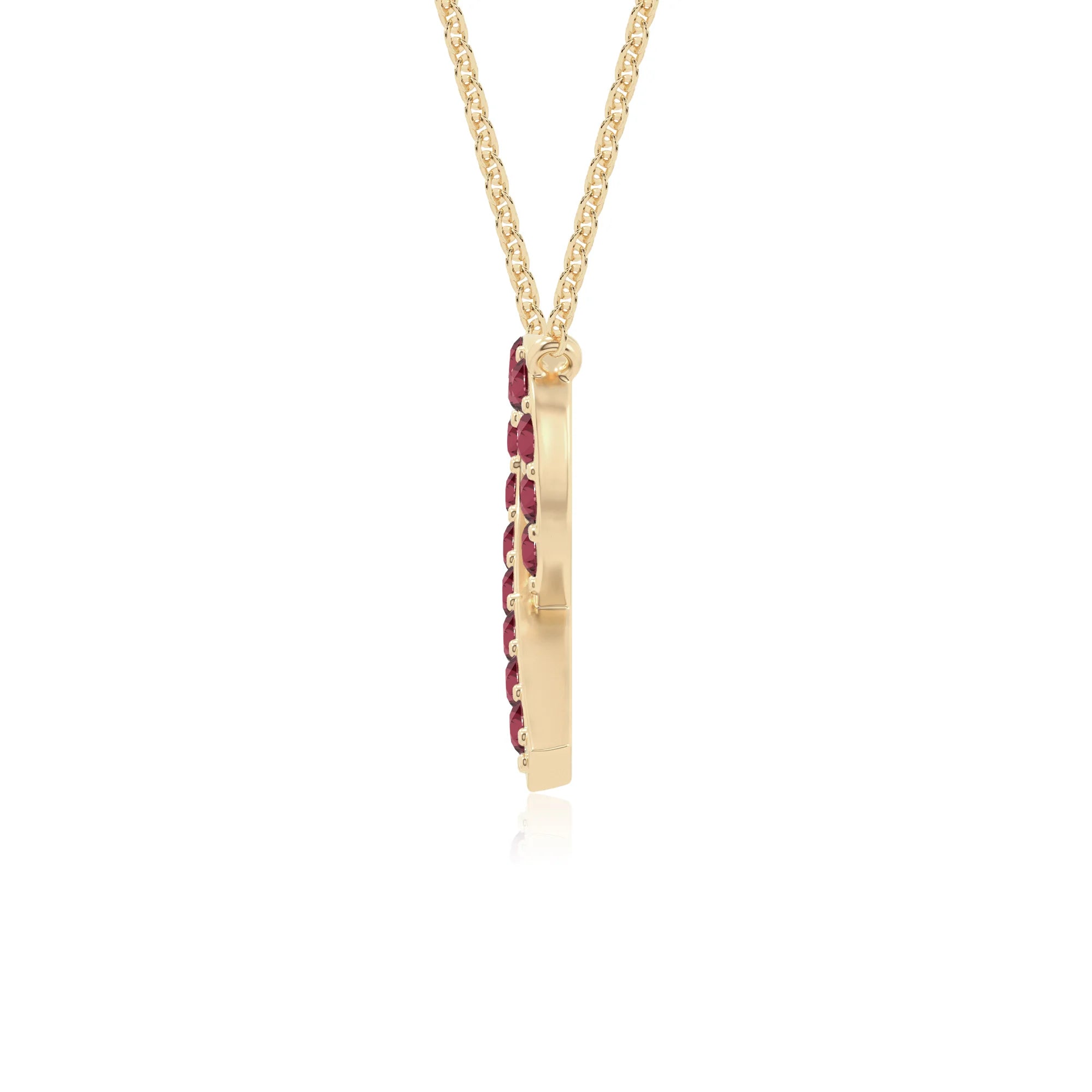 natural ruby cancer ribbon necklaces in yellow gold vermeil 