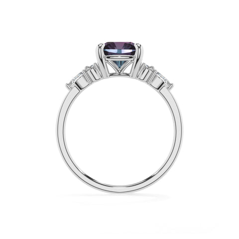 lab grown alexandrite cushion solitaire engagement ring