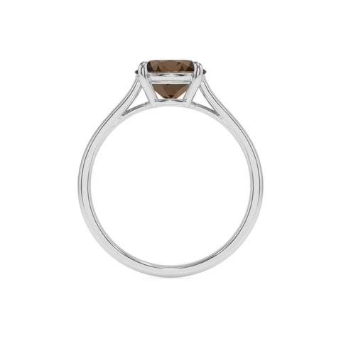 natural smoky quartz round solitaire engagement ring