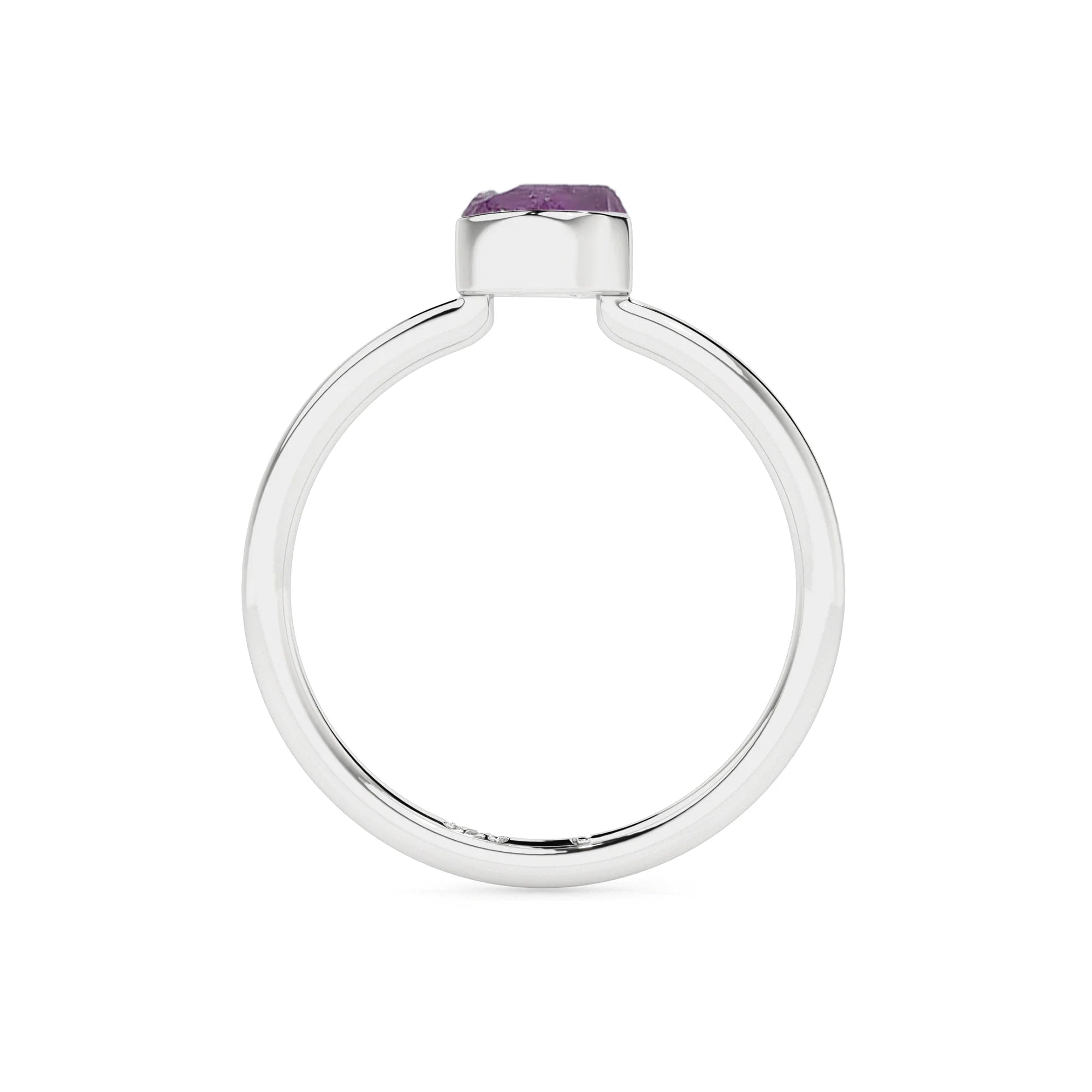 amethyst rough shape stackable bezel-set ring