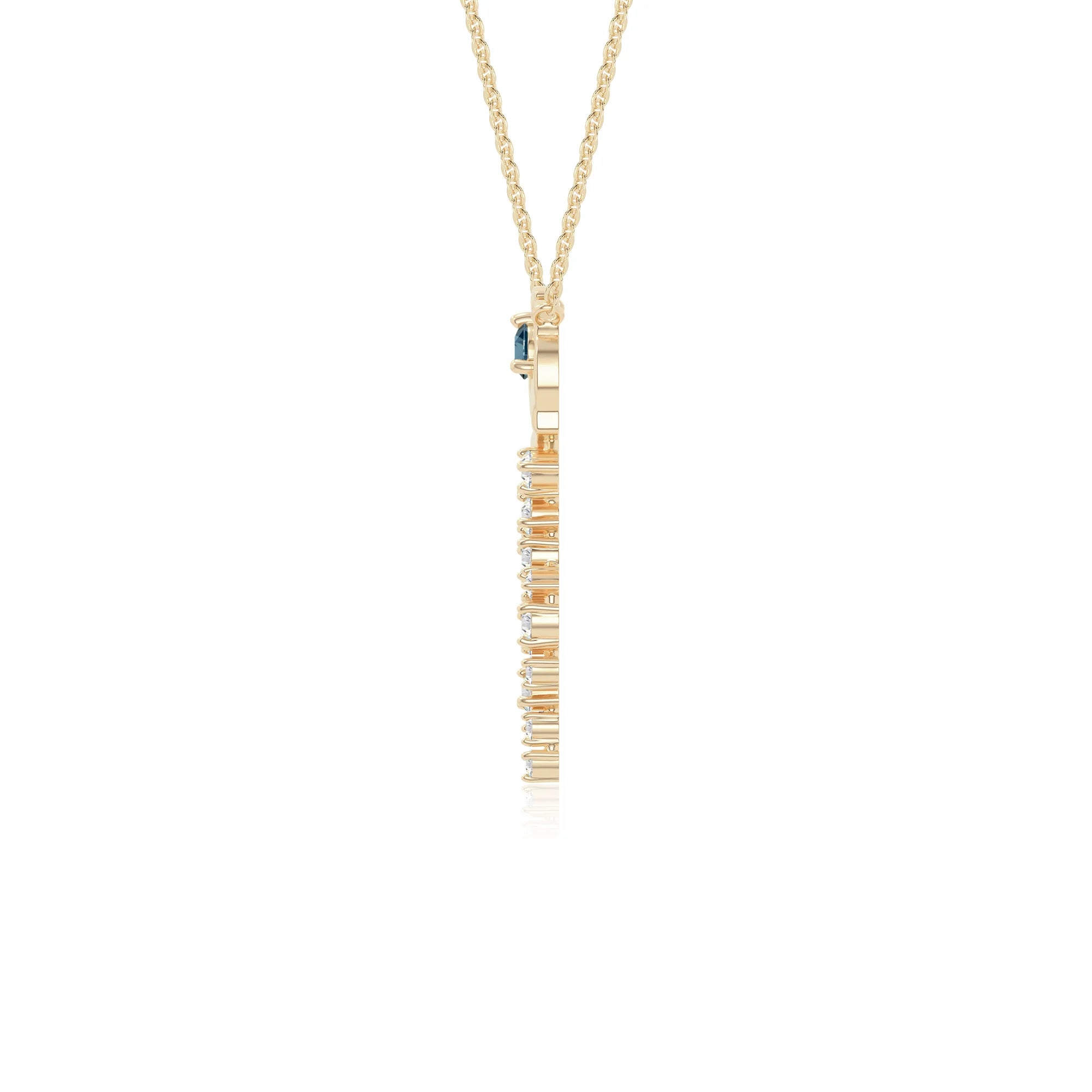 natural london blue topaz rose flower necklaces in yellow gold vermeil 