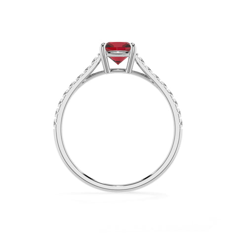 lab-grown ruby cushion half eterity solitaire engagement ring