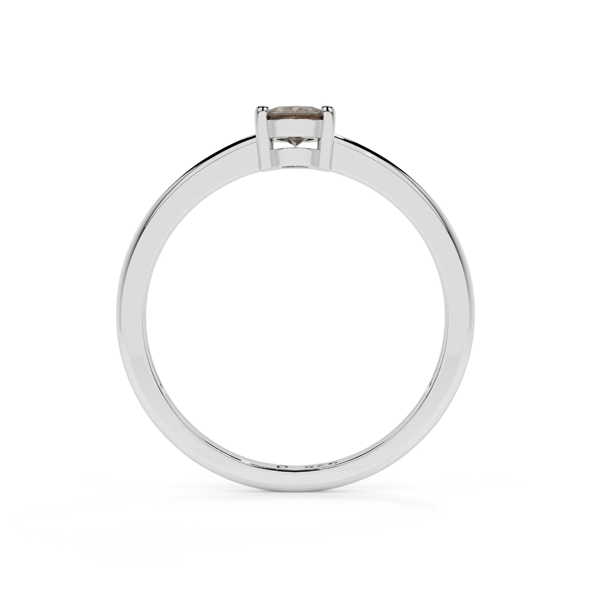 smoky quartz oval cut stackable prong-set ring