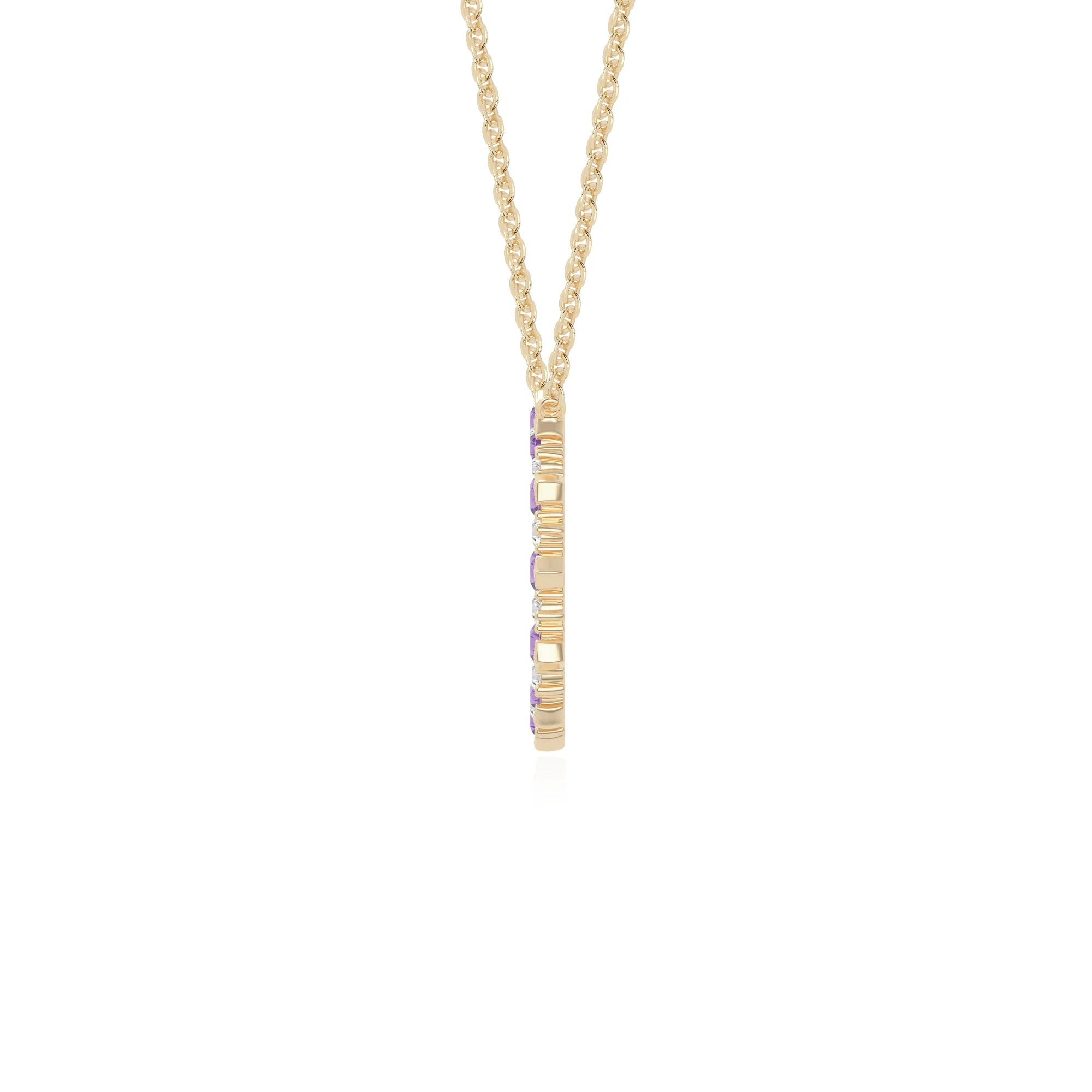 natural amethyst sun necklaces in yellow gold vermeil 