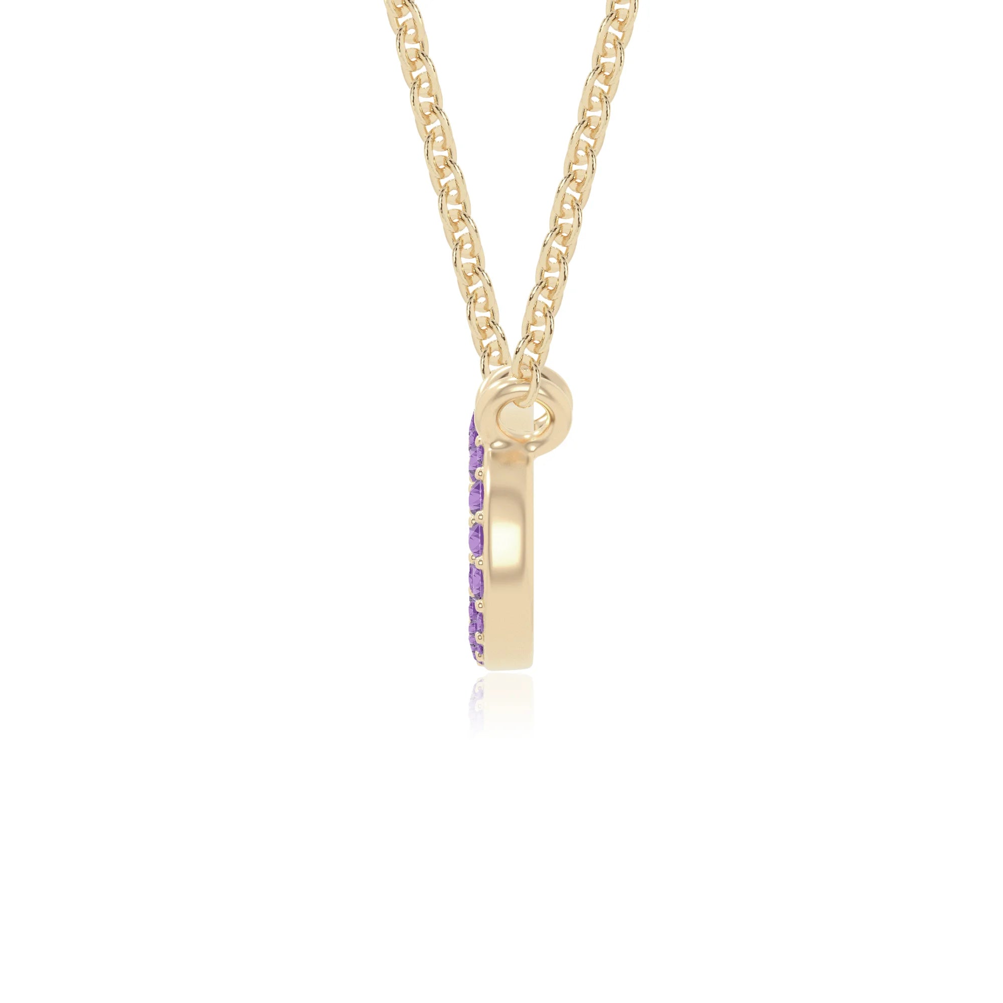 natural amethyst oval paperclip necklaces in yellow gold vermeil 