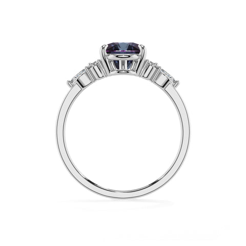 lab grown alexandrite pear solitaire engagement ring