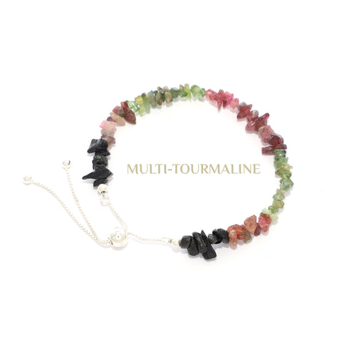 natural multi-tourmaline rough shape bolo bracelet