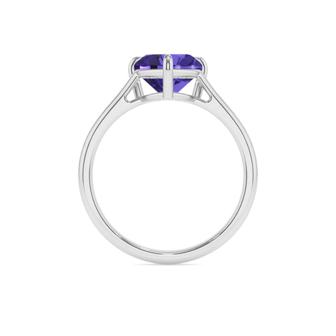 lab grown tanzanite heart solitaire engagement ring