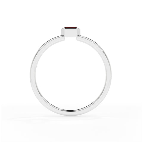 ruby coffin shape stackable bezel-set ring