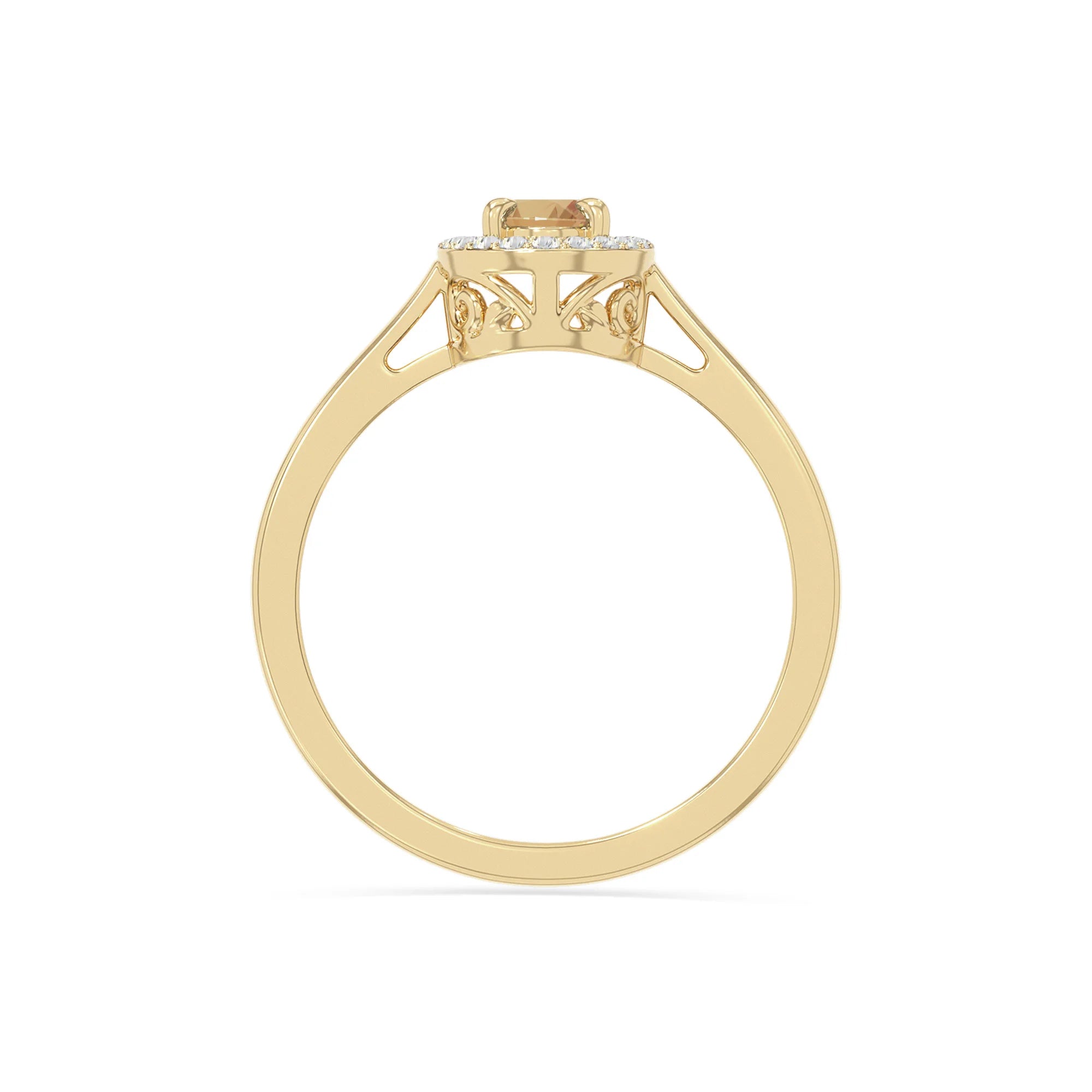natural citrine solitaire halo engagement rings in yellow gold vermeil