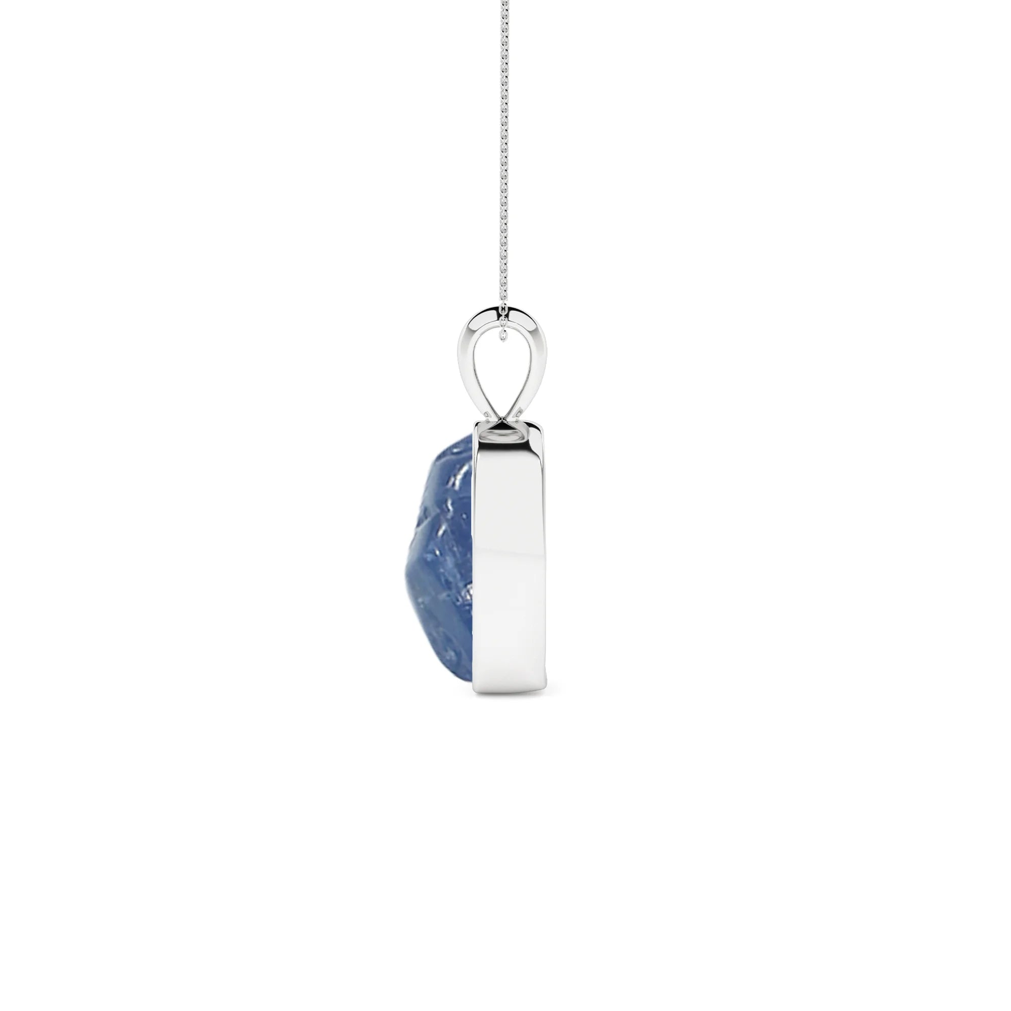 natural blue-sapphire rough shape pendant necklace