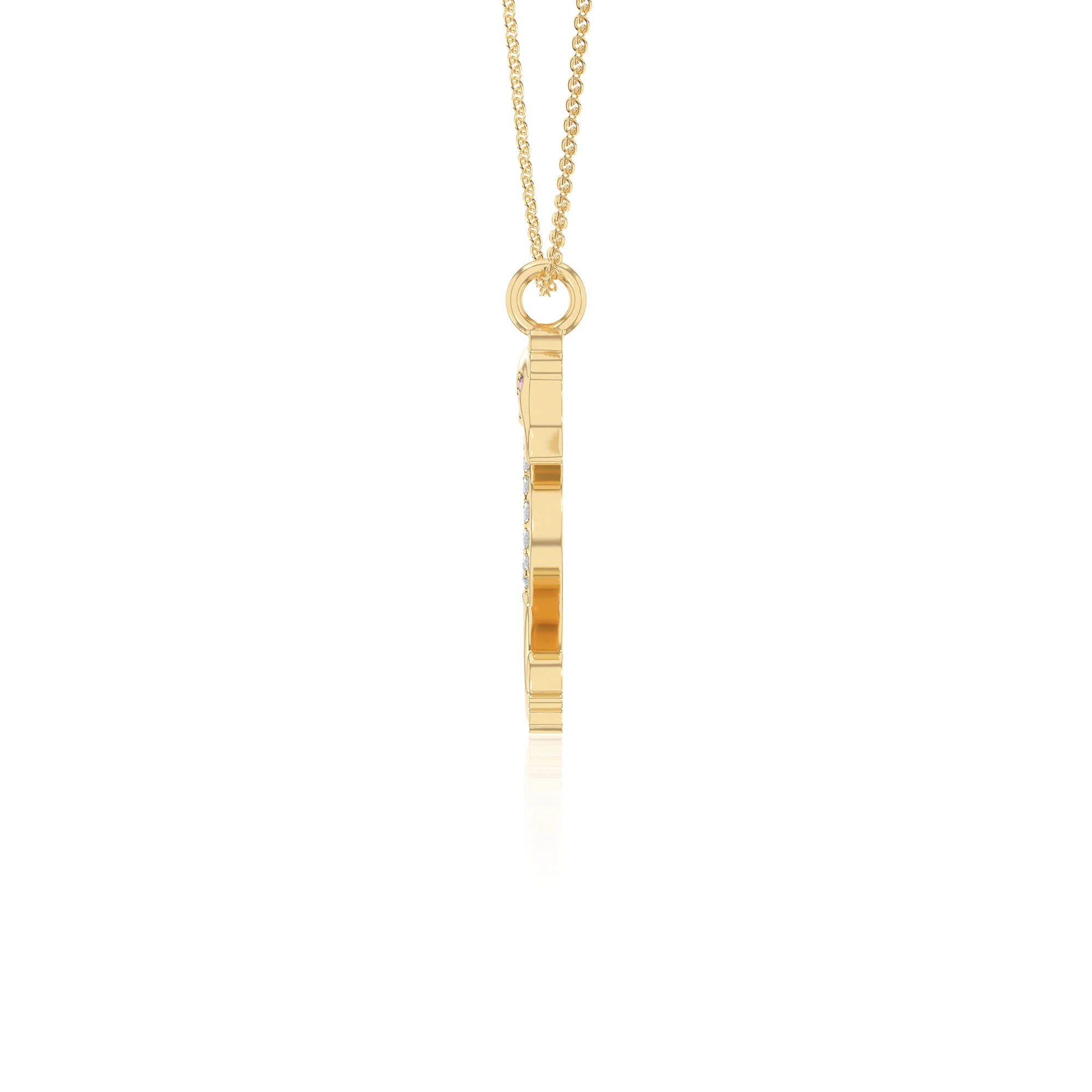natural pink-tourmaline sea horse necklaces in yellow gold vermeil 