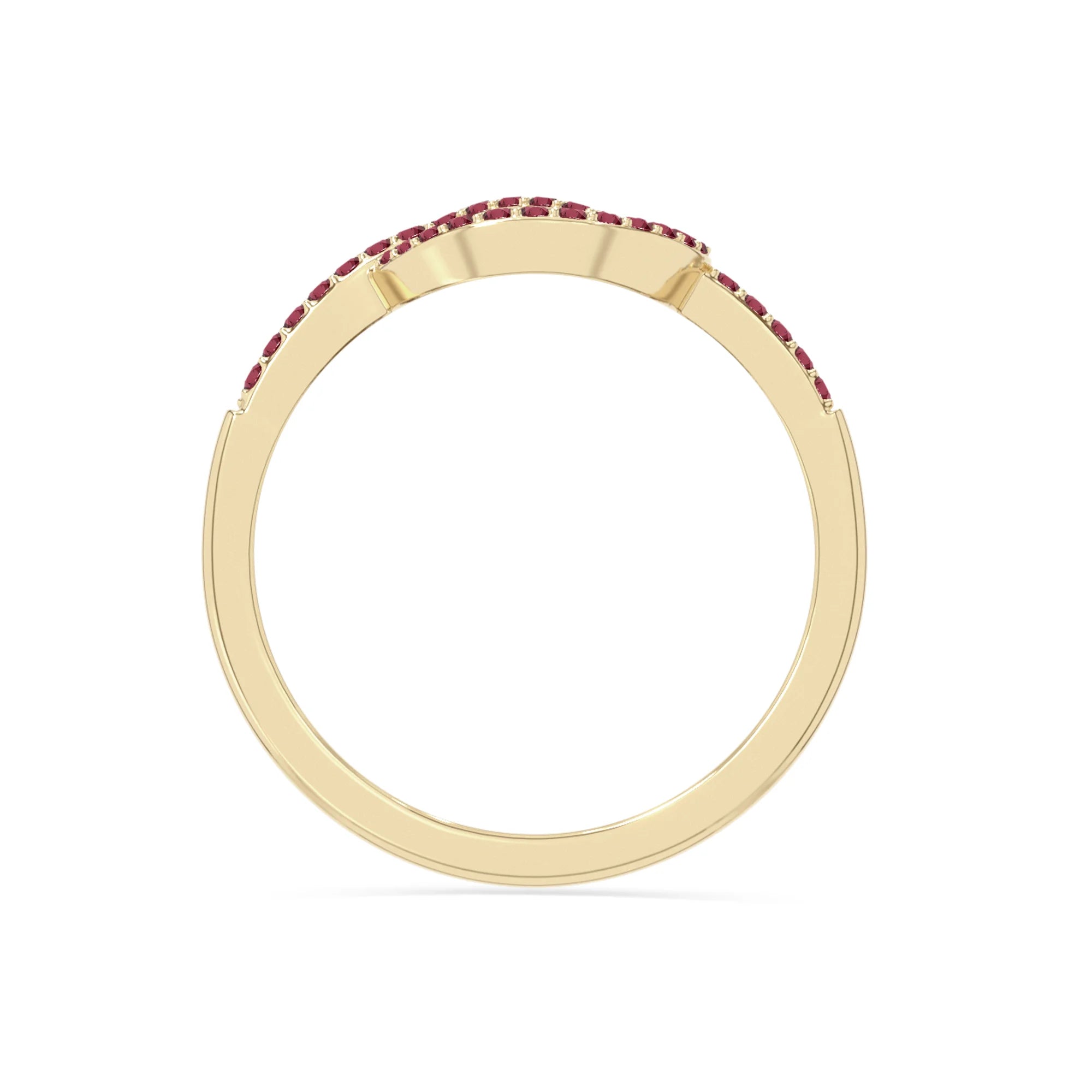 natural ruby infinity knot promise rings in yellow gold vermeil