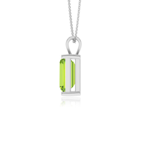 natural peridot emerald-cut shape solitaire v-bale pendant necklace