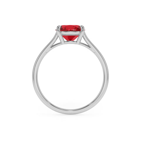 lab grown ruby pear solitaire engagement ring