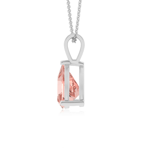 lab grown morganite trillion shape solitaire v-bale pendant necklace