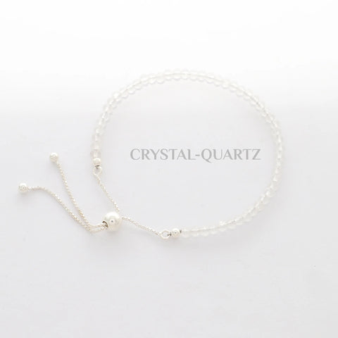 natural crystal-quartz round shape bolo bracelet