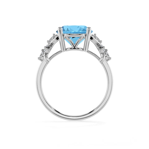 natural swiss blue topaz round criss cross solitaire engagement ring