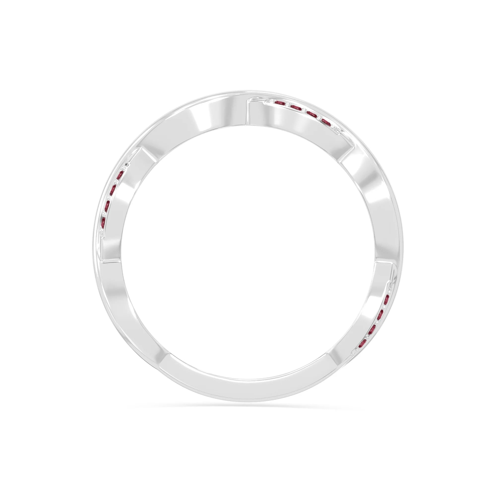 natural ruby twisted wedding band rings in sterling silver 