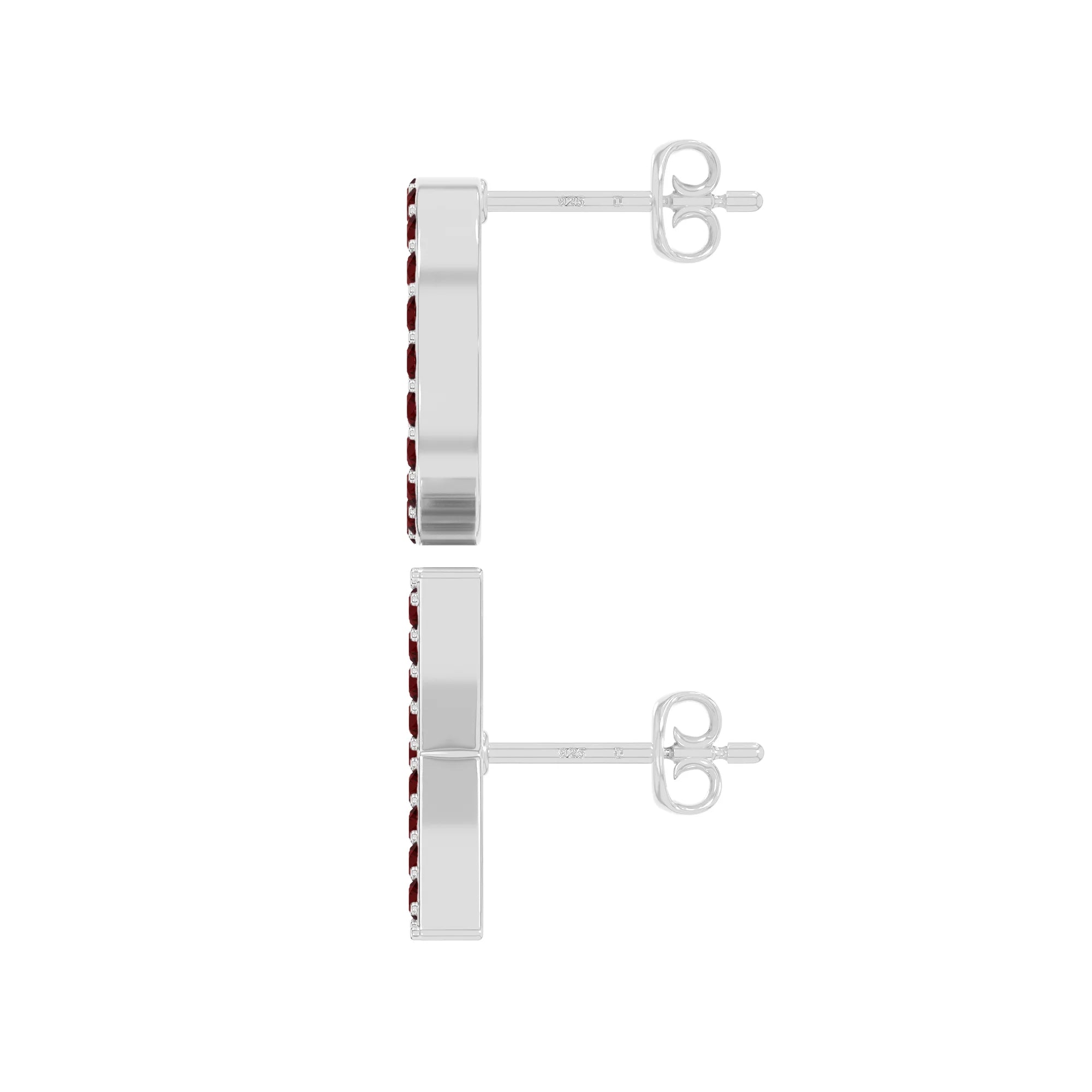 natural garnet xo stud earrings in sterling silver 