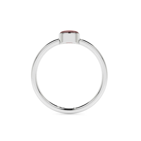 red garnet round cab stackable bezel-set ring