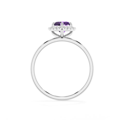 lab grown amethyst heart halo solitaire engagement ring