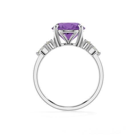 lab grown amethyst round solitaire engagement ring