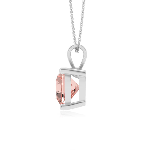 lab grown morganite heart shape solitaire v-bale pendant necklace